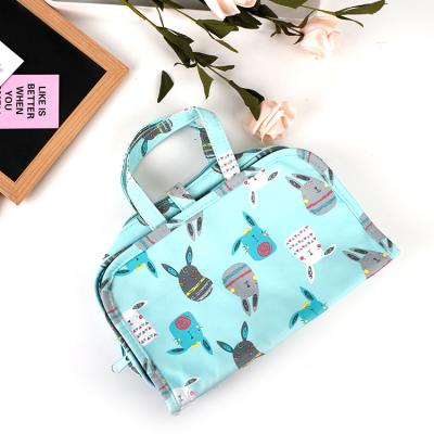 China Large Capacity Blue Nylon Cosmetic Bag Women's Lady Mermaid Makeup Bag Storage Hand Wash Bag for sale