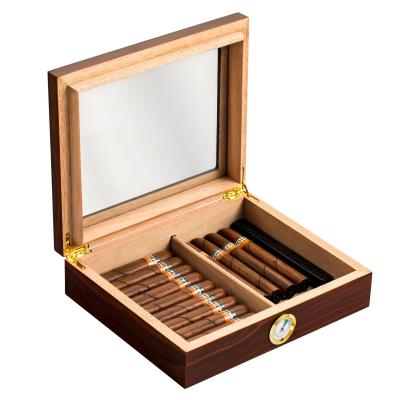 China Mini Display Desktop High End Cigar Humidor High Gloss Glass Top Commercial Humidor For Gift for sale