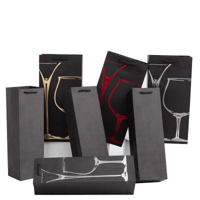 China Wholesale Recycled Materials Wine Tote Bag Wine Bottle Gift Hot Stamping Bags With Recyclable Handle Custom Red Wine Tote Bag for sale