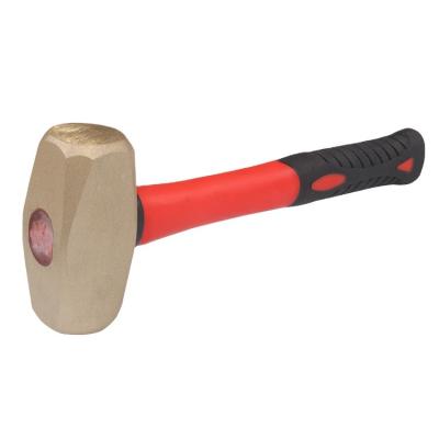 China Machinist Hammer China Manufacture DIY Tools Non Sparking Beryllium Explosion Proof Bronze Stone Hammer 1kg With Red/Black Fiberglass Handle for sale