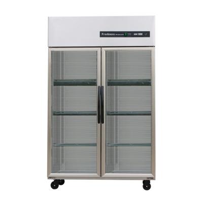 China Double Door Refrigerant Refrigerator And Freezer 950L Capacity Vertical Glass Showcase Fridge for sale