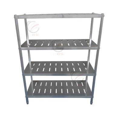 China Modern Desgin Customized Kitchen Stainless Steel Plate 4 Tiers Rack Commercial Storage Round Tube Shelf for sale