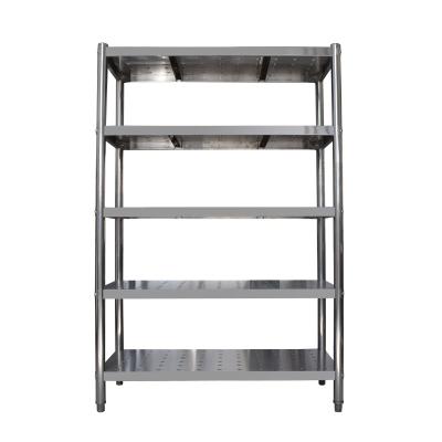 China Four layers stainless steel viable commercial punching shelf for kitchen/hotel/restaurant for sale