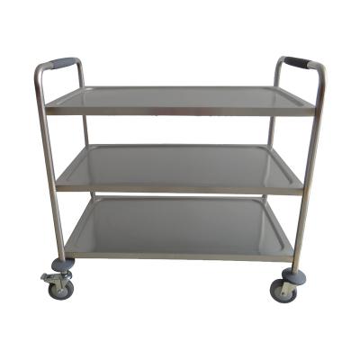 China Storage Good Quality 3 Tiers Stainless Steel Kitchen Catering Trolley Assembled Three Layer Commercial Trolley for sale