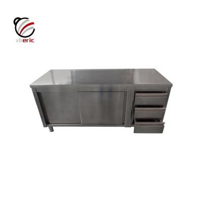 China Europe Commercial Hotel Equipment Worktable Kitchen Stainless Steel Sideboard With Sliding Doors for sale