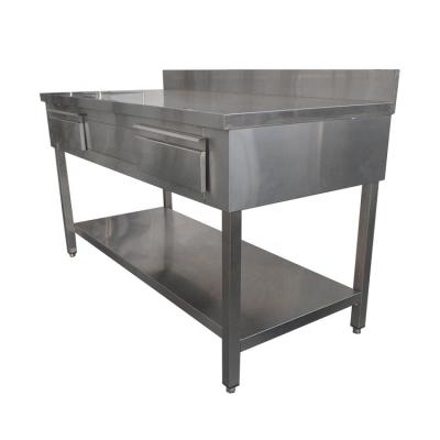 China Europe Restaurant Stainless Steel Work Table With 3 Drawers With Under Shelf for sale