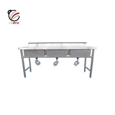 China Without Faucet Stainless Steel Commercial Sink Industrial Wash Sink With 3 Compartment For Sale for sale