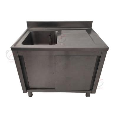 China Without Faucet Restaurant Stainless Steel Commercial Sink Free Standing Industrial Kitchen Sink Cabinet for sale