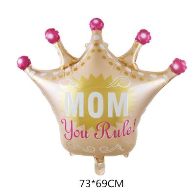 China Wholesale Party Deoration Mother's Day Foil Balloon Helium Love You Happy Mom Crown Mother's Day Foil Balloon With Flowers for sale