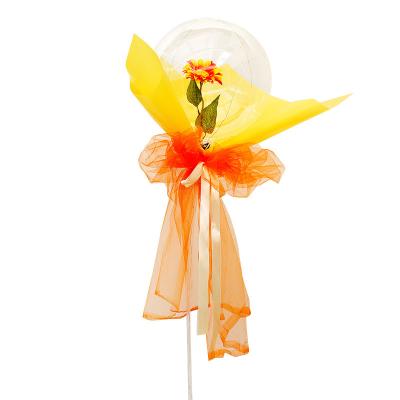 China Party New Update 22 Inch Sunflower Bobo Balloon Transparent Wrapping Crystal Bobo Style Balloons Bobo Balloon Red Blue Black Custom for sale