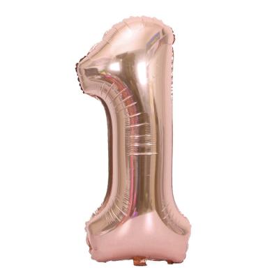 China Modern 40 Inch Rose Gold Number Foil Balloon 0-9 Champagne Number Shape Birthday Foil Balloon Supplies for sale