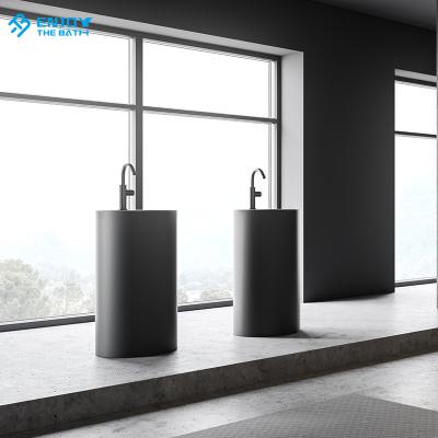 China Modern Bathroom Cylindrical Freestanding Basin Hand Pedestal Floor Cleaning Sink for sale