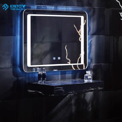 China Modern Hotel Decor Luminous Residential Waterproof Wall Lit Vanity Backlit Bathroom Bath Smart LED Reflects for sale