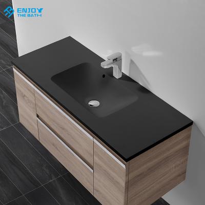 China Modern Design Elegant Resin Basin Vessel Sink Bowl Black Color Vanity Sink Cabinet Artificial Stone Basin for sale