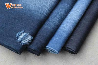 China Dark Blue Clothes Coated Stretchy 12oz 100 Cotton Denim Fabric By The Yard for sale