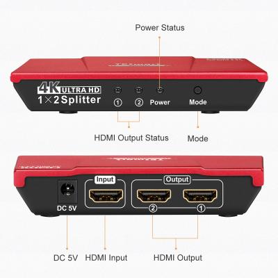 China Aluminum Alloy TESmart 4k Hdmi Screen Splitter 1x2 Hdmi Splitter 4k V2.0 HDMI Splitter 1 In 2 for sale