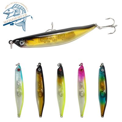 China Pale Sculpin 7g 90mm Tough 3D Realistic Eyes Plastic Water Top Wobblers Floating Pencil Fish Lures With Treble Hook for sale