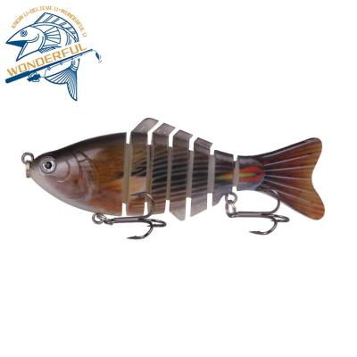 China One-Stop Service 7 Plastic Segmented Hard 3D Eyes 95mm Long Casting Wobblers Sinking Multi Jointed Swimbait Lure for sale