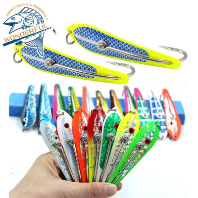 China Sample Multi Size Available Deep Sea Boat Artificial Fishing Tackle Spoon Hard Metal Casting Lure With Single Hook for sale