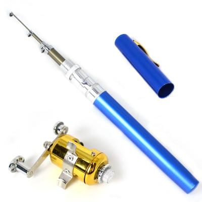 China Newest Mini Seawater Pocket 5 Section Portable Micro Telescopic Rod Spool Fishing Rod Combo Pen Model for sale