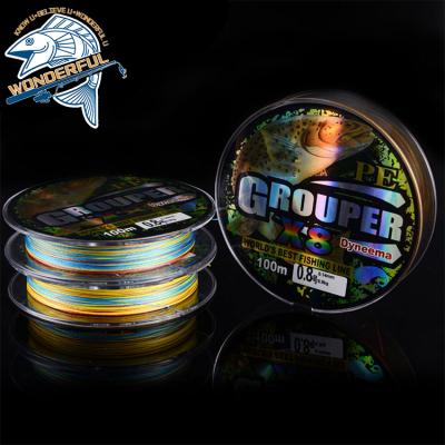 China Factory Wholesale 100m Multifilament Colorful Super Strong Durable PE Float Marker 8 Strands Fishing Braided Line for sale