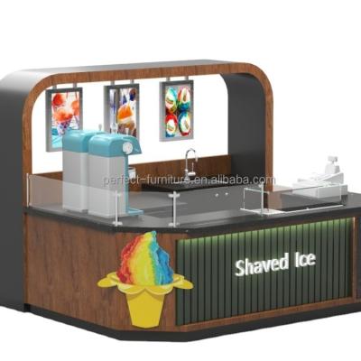 China Newcomer strong ice shaved ice cream kiosk smoothie booth design opened in mall for sale