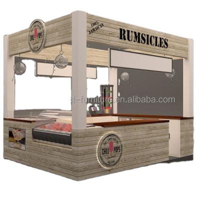 China Strong natural wood popsicle display kiosk mall food gelato booth design with factory price for sale