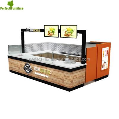 China Modern Solid Wood Design Mall Coffee Kiosk Juice Bar Bubble Tea Kiosk For Shopping Mall for sale