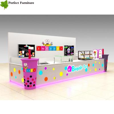 China Modern Mall Fast Food Kiosk For Fruit Juice Kiosk Bar Counter Of Bubble Tea Kiosk Modern Design With Smoothies Stand Up For Sale for sale