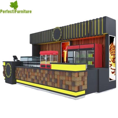 China food & Beverage Factory Customized New Design Bubble Tea Counter Juice Bar Food Kiosk For Wooden Snacks Offered for sale