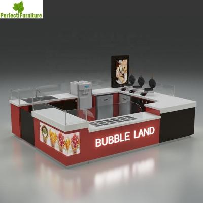 China Hottest Strong Bubble Tea High End Bar Counters Kiosk Bubble Tea Solid Wood Customized Milk Tea Kiosk for sale