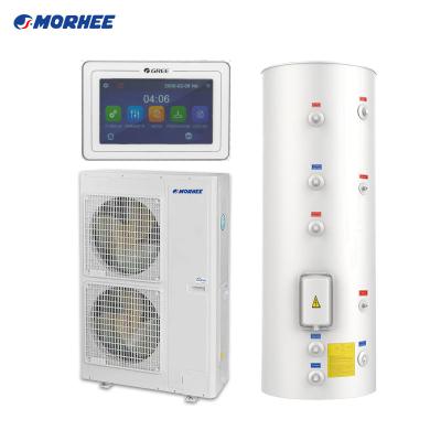 China Outdoor Morhee 8KW 14KW 20KW Split Type All In One DC Inverter Air Source To Water Heat Pump Ducted Water Heater And AC Air Conditioner for sale