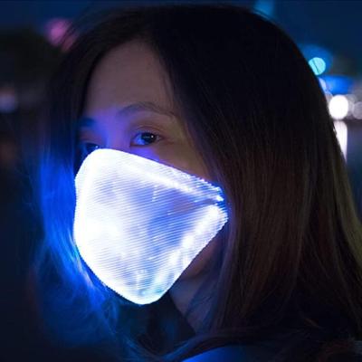 China Festival Light Face Maskes Cosplay USB Rechargeable Glowing Glowing Glowing Luminous Mask Halloween Party Mask With Filter for sale