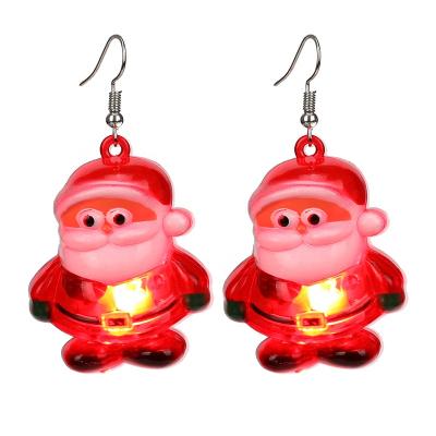 China Santa Claus Luminous Earrings Pop Holiday Punk Earrings Christmas Party Earrings Wholesale Popular Christmas Jewelry for sale