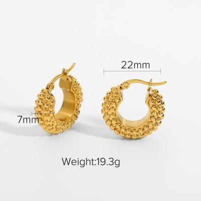 China 2022 New Luxury Gold Plated 18K Gold Stainless Steel Stud Earrings Luxurious Circle Earrings Women Party Jewelry for sale