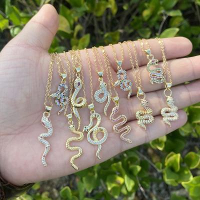 China New Design Cute Classic Snake Animal Necklace For Women 18K Gold Pendant Necklace Trendy Female Jewelry Birthday Gift for sale