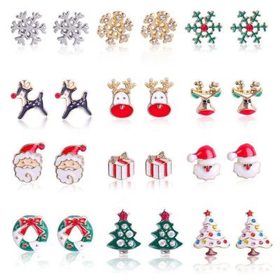 China New Cute Cute Christmas Stud Earrings Diamond Snowflake Bell Stud Earrings Jewelry For Women 2021 for sale