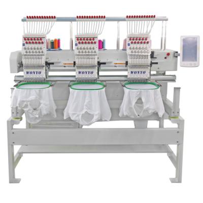 China Hotels 3 heads embroidery machine for hat, T-shirt, finished garment, flat embroidery for sale