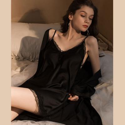 China 2023 new sleepwear women's breathable spring, autumn, summer sexy ice, hot, thin, high grade, pure lust, lace strap sleepwear for sale