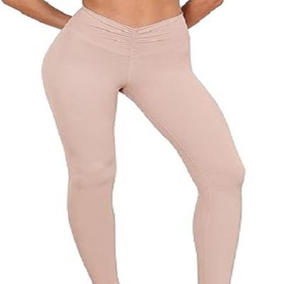 China Antibacterial High Waist Pleated Leggings 63.5cm / 71.1cm Butter Soft Cross Yoga Pants for sale