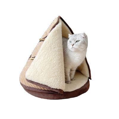 China Cute Cat Bed Tent Cozy Pet Bed Kennel Small and Medium Pets Comfortable Partially Enclosed Warm Soft Breathable Small Dogs for sale