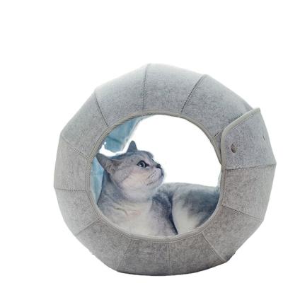 China 2022 Sale Cat And Dog Supplies Cat Kennel Warm Breathable Cave Tunnel Creative Foldable Breathable Pet Partially Enclosed Cat Bed for sale