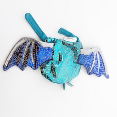 China Viable Shiny Blue Costume Halloween Party Cosplay Cat Small Dog Costume The Cat Dragon Wings Harness Funny Pet for sale