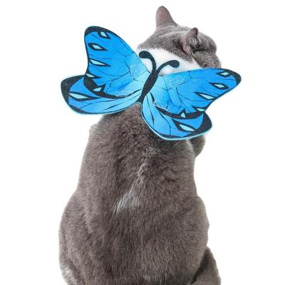 China Adjustable Pet Cat Butterfly Wings Costume Cat Collar Cosplay Large Butterfly Puppy Funny Cute Viable Pet Costume For Halloween Party for sale