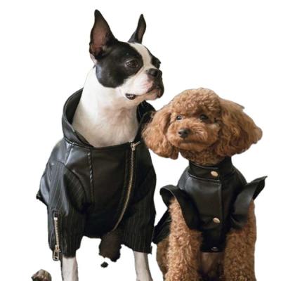 China Sustainable Dog Clothes Cat Dog Clothing Apparel Leather Winter Waterproof Jacket For Dogs Pet Outwear Factory Wholesale Leather for sale