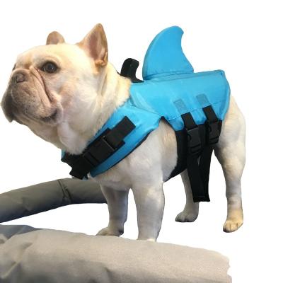 China Viable Dog Swimsuit With Shark Fin Pet Life Vest Jacket Float Saver With Buoyancy And Rescue Handle Medium Large Dog Swimsuit for sale