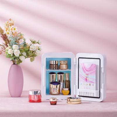 China THERMOELECTRIC 4L Mini Portable Fridge Mirror Portable Door with Led Beauty Mirror Fridge with LED Light for sale