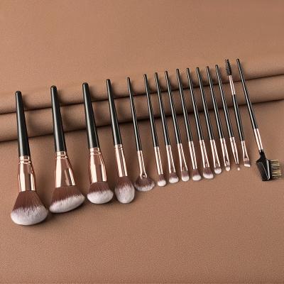 China Makes Apply Makeup 15pcs Champagne Gold Metal Box Custom Logo Luxury Synthetic Hair Gold to Blush Eyebrow Makeup Set Brush for sale