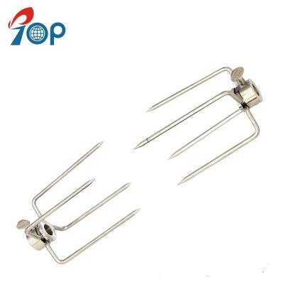 China Corrosion Resistance Universal 304 Stainless Steel BBQ Grill Spit Roast Rotisserie Meat Fork for sale