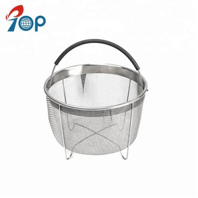 China Sustainable Stainless Steel Steamer Basket With Handle For 6qt Pressure Cooker for sale